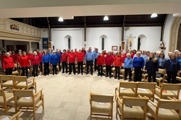 Felpham Community Singers and Just Sing Bognor choirs Christmas event - whole choir
